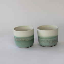 Duo paysage de grandes tasses à thé - Vert Lichen